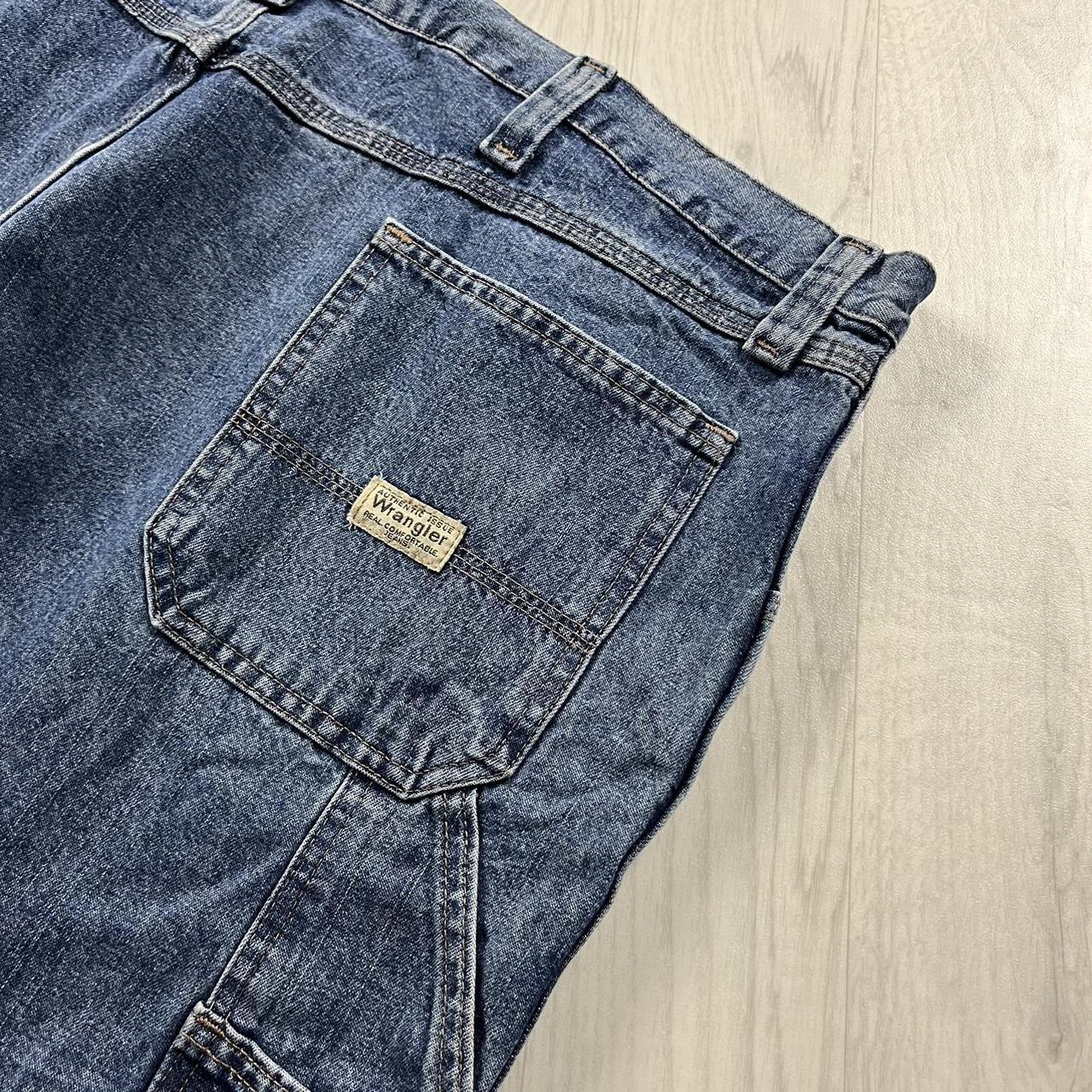 VINTAGE 00s WRANGLER BAGGY LOOSE CARPENTER JORTS BLUE