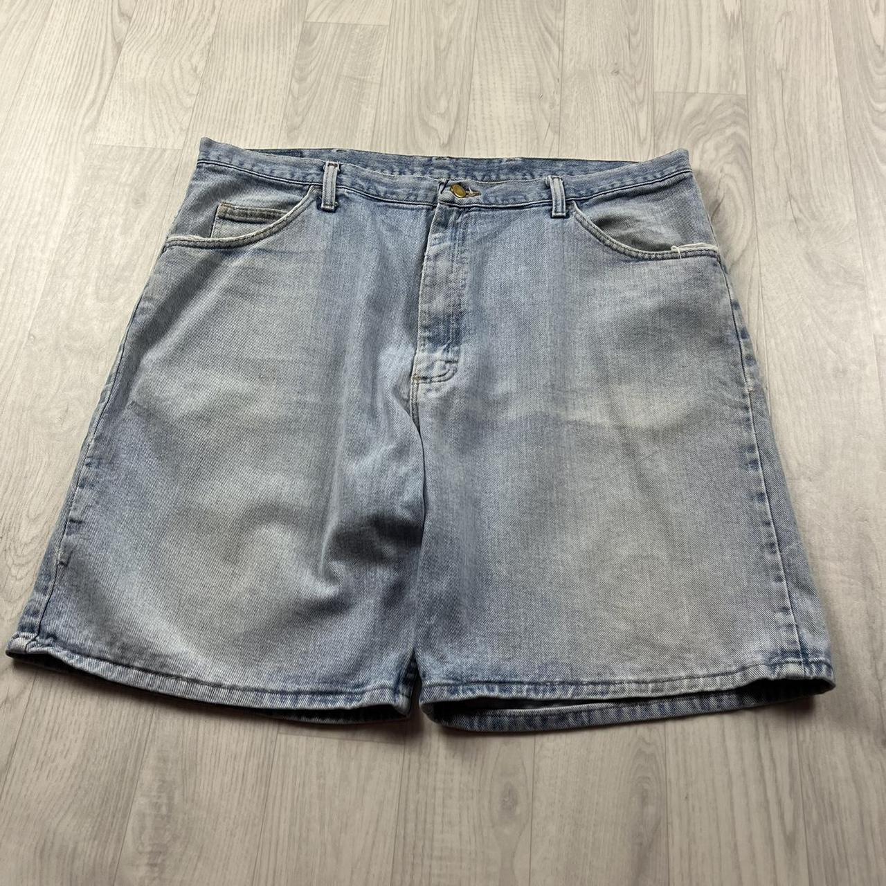 VINTAGE 00s WRANGLER BAGGY LOOSE CARPENTER JORTS BLUE