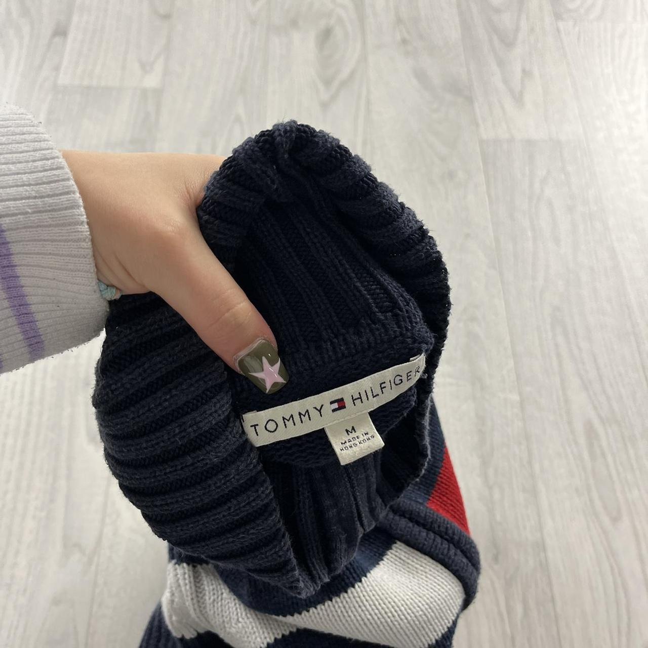 VINTAGE Y2K TOMMY HILFIGER CHUNKY ZIP KNITTED JUMPER NAVY