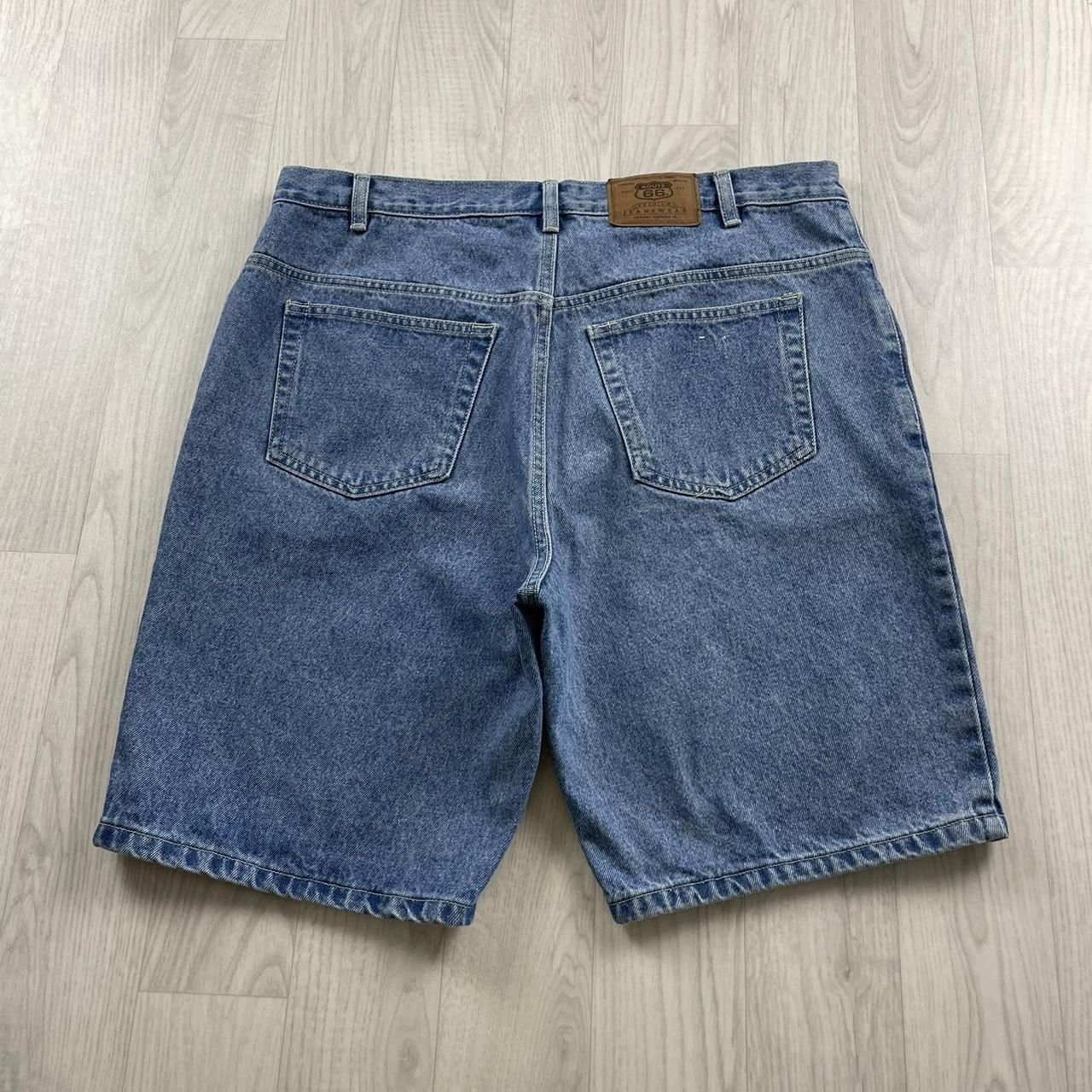 VINTAGE ROUTE 66 BAGGY LOOSE SKATER JORTS BLUE (38w)