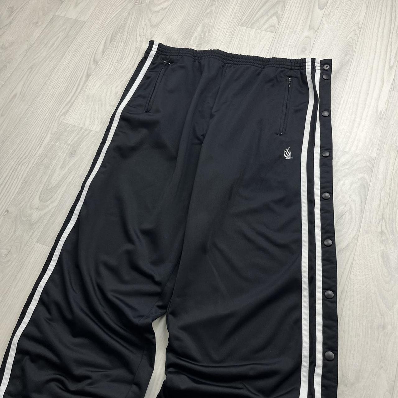 VINTAGE Y2K NAUTICA SIDE STRIPE WIDE LEG POPPER TRACKSUIT BOTTOMS BLACK