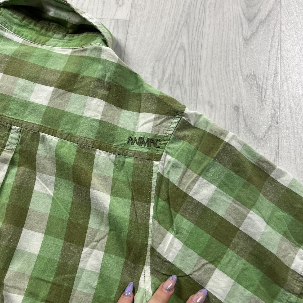 VINTAGE Y2K ANIMAL CHECKERED SHORT SLEEVE SHIRT GREEN