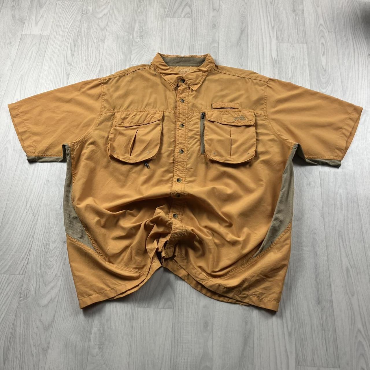 VINTAGE Y2K UTILITY CARGO SHORT SLEEVE SHIRT ORANGE TAN