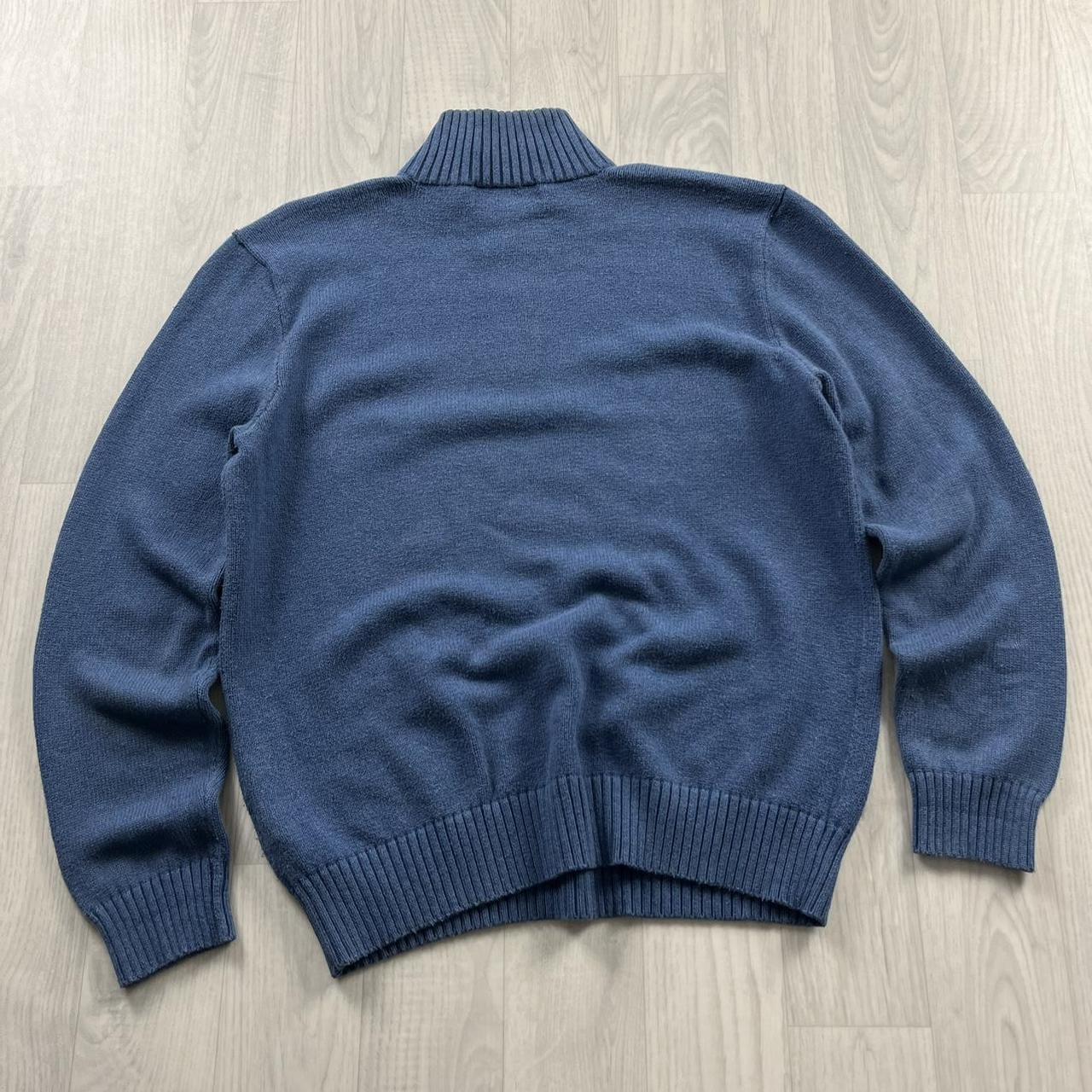 VINTAGE Y2K POLO RALPH LAUREN CHUNKY QUARTER ZIP KNITTED JUMPER BLUE