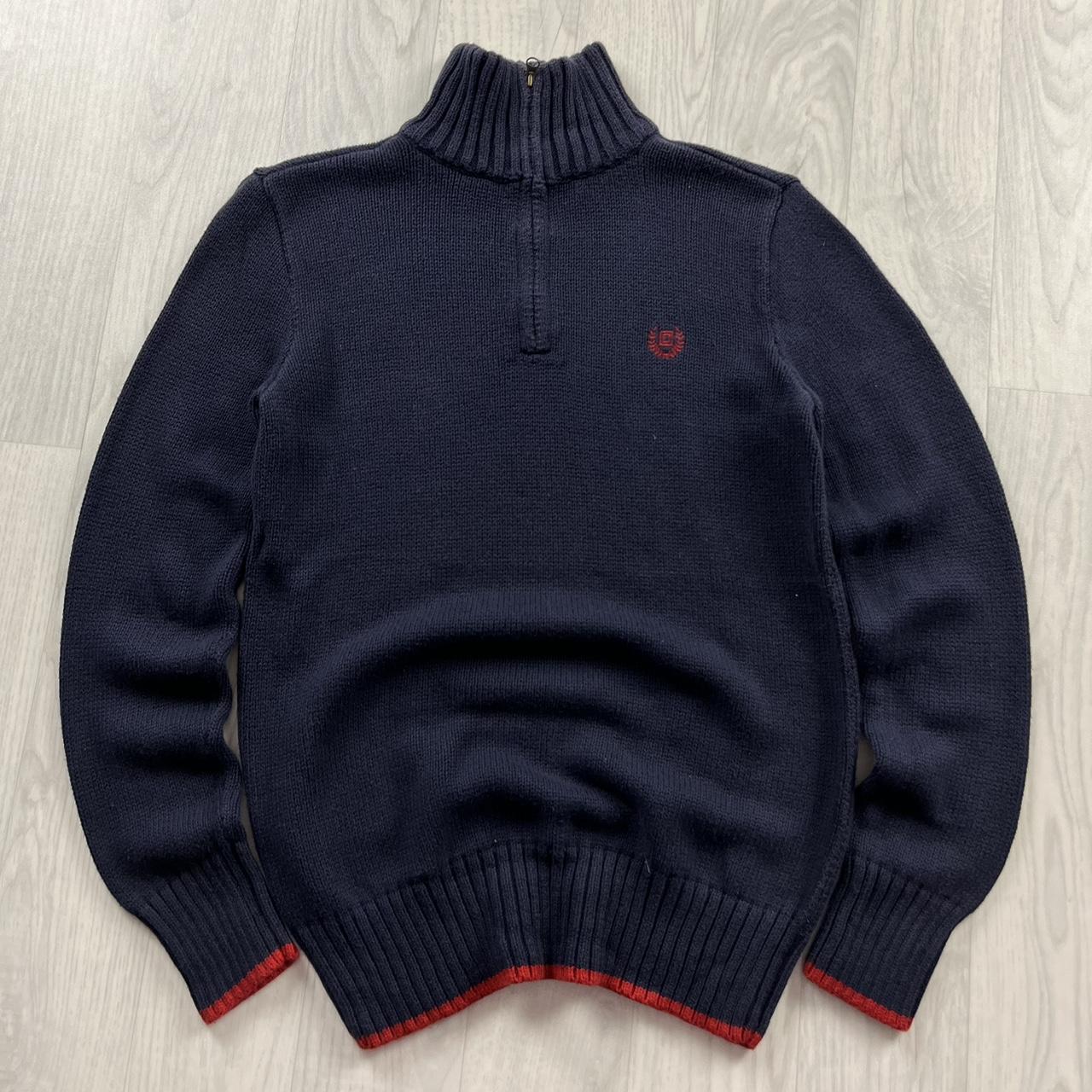 VINTAGE Y2K CHAPS CHUNKY QUARTER ZIP KNITTED JUMPER NAVY