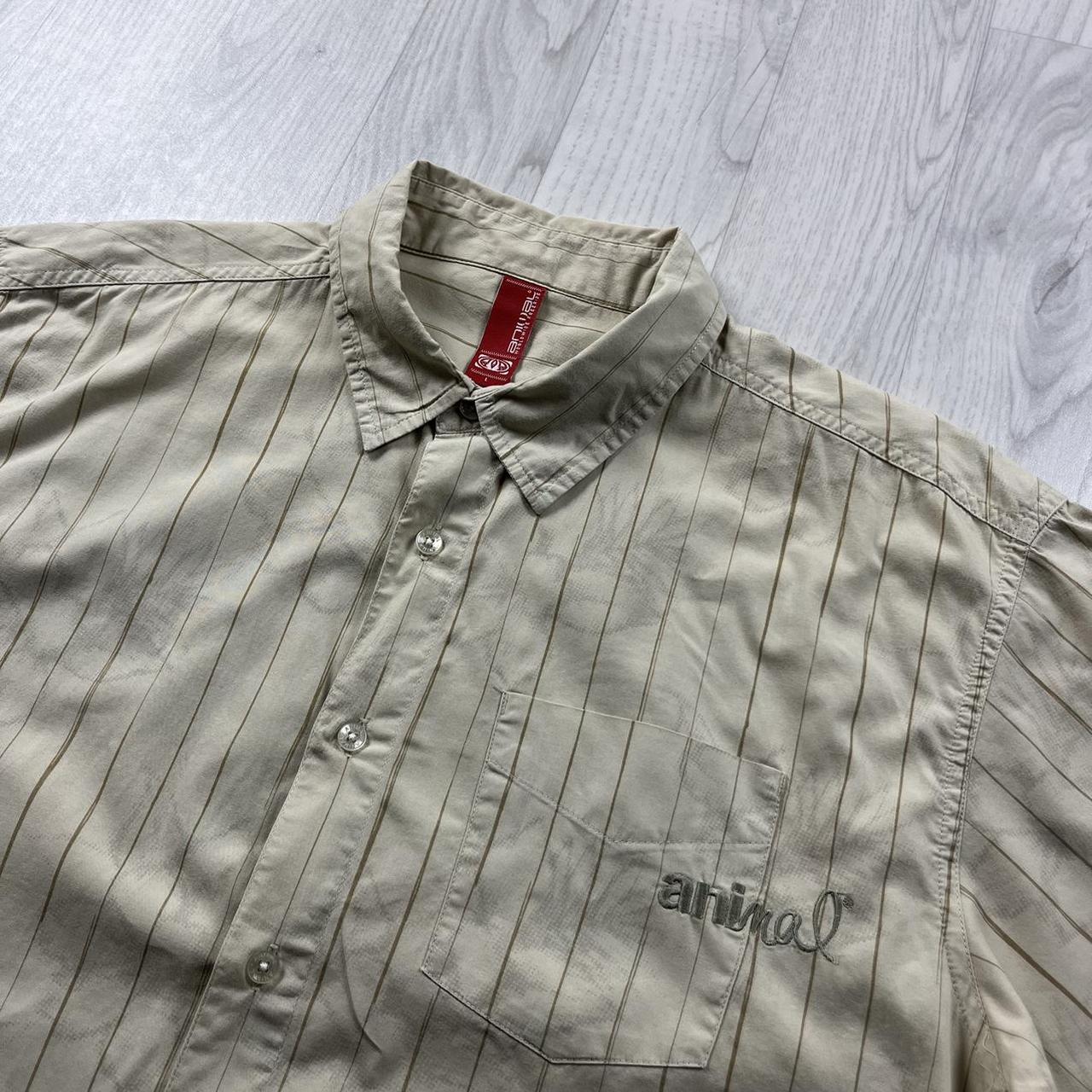 VINTAGE Y2K ANIMAL STRIPED SHORT SLEEVE SHIRT BEIGE