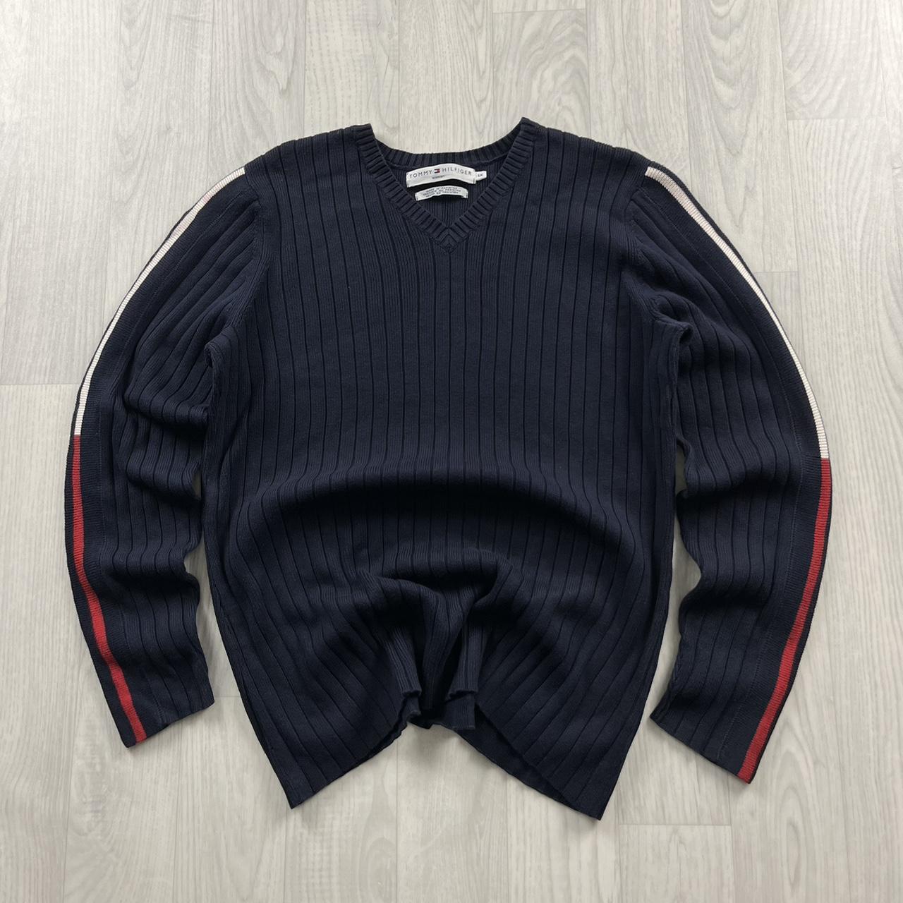 VINTAGE Y2K TOMMY HILFIGER CHUNKY RIBBED KNITTED JUMPER NAVY