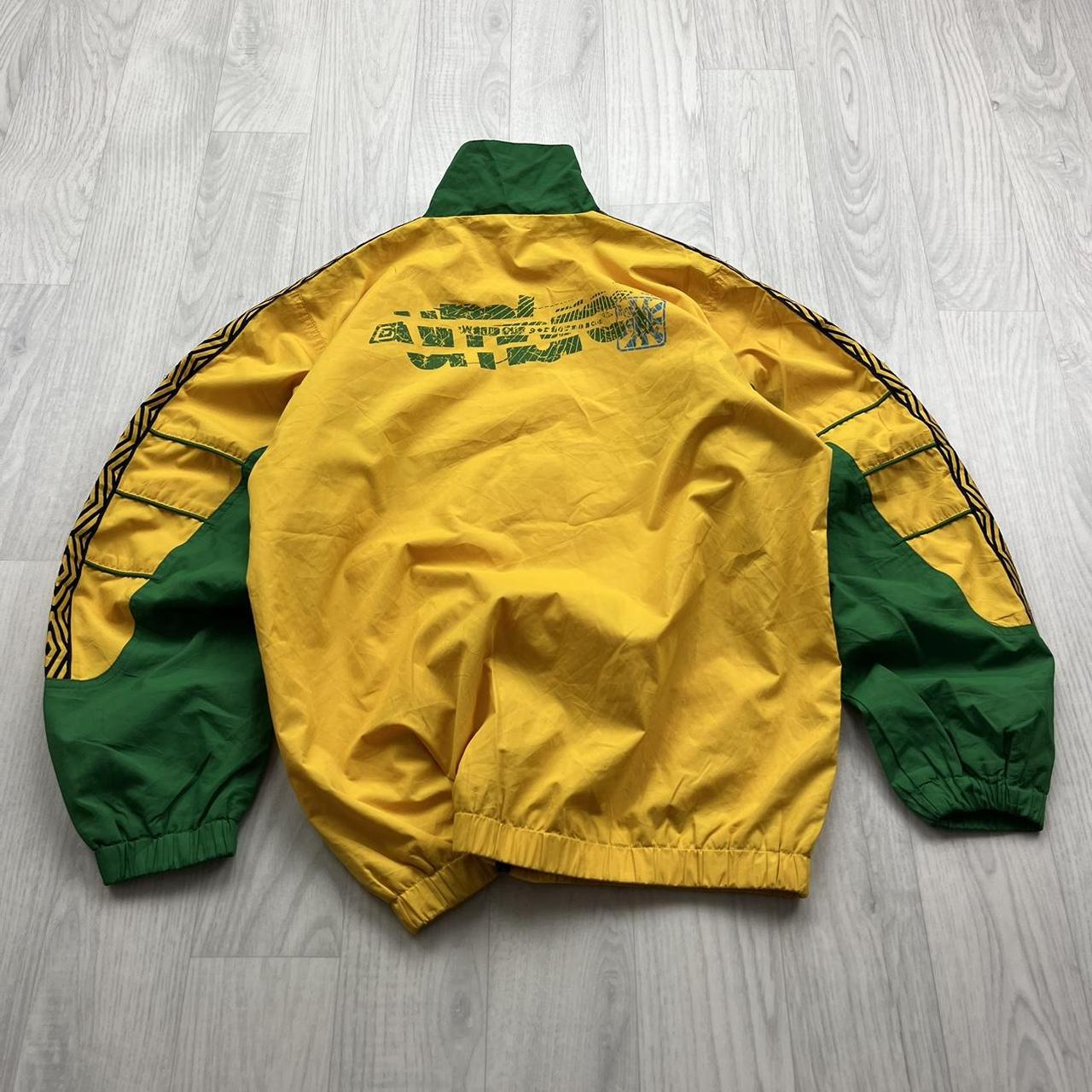 VINTAGE Y2K UMBRO BRAZIL WINDBREAKER TRACKSUIT JACKET YELLOW / GREEN