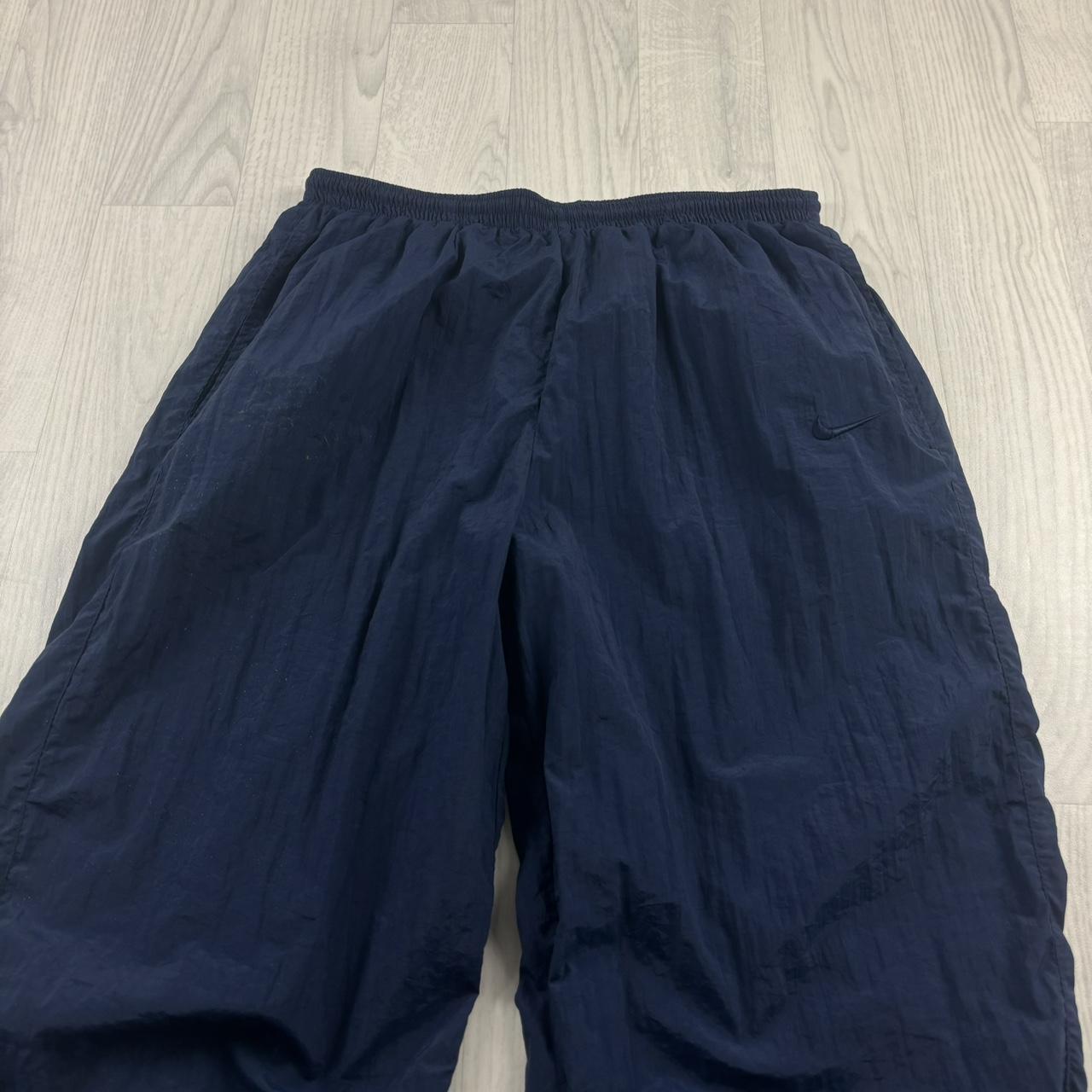 VINTAGE 90s NIKE BAGGY SHELL TRACKSUIT BOTTOMS NAVY