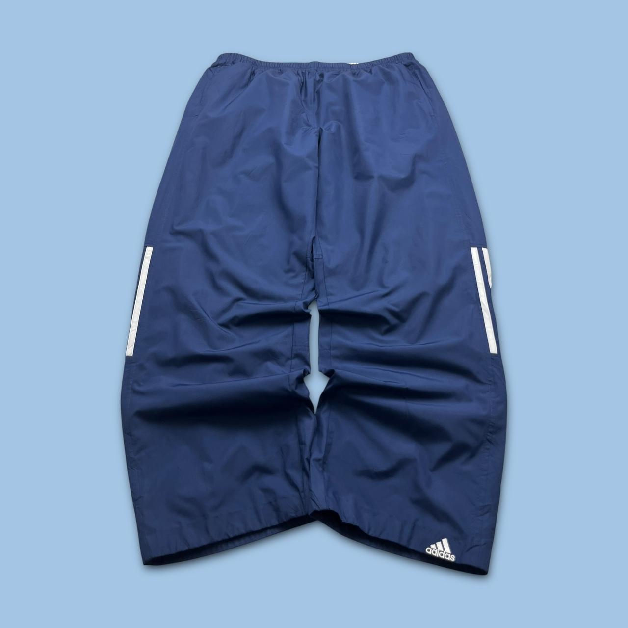 VINTAGE Y2K ADIDAS SIDE STRIPE BAGGY TRACKSUIT BOTTOMS NAVY