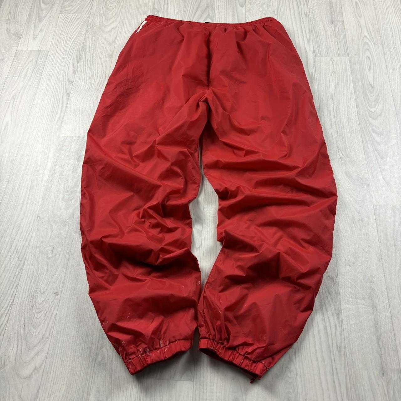 VINTAGE 90s ADIDAS TEAM BAGGY TRACKSUIT BOTTOMS RED