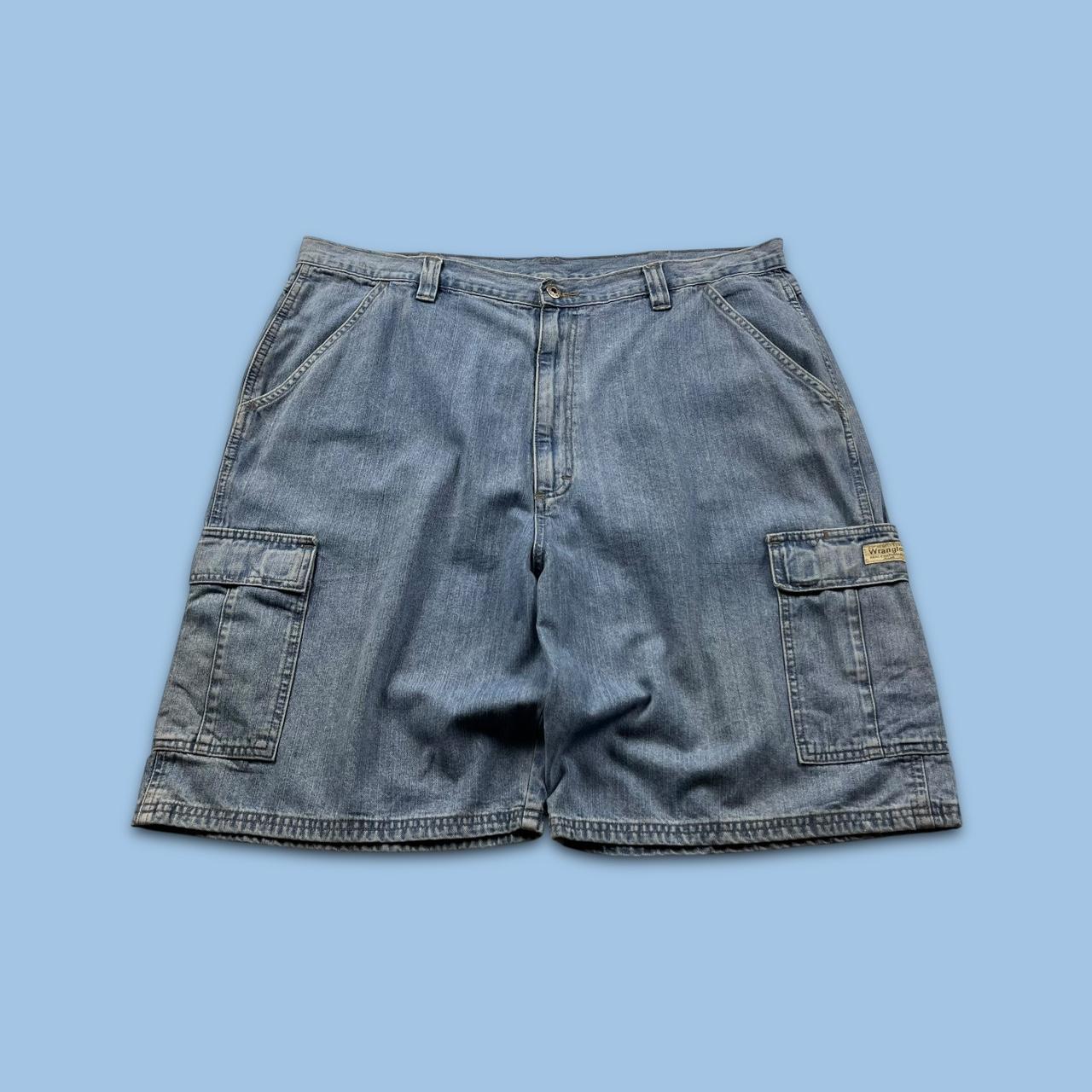 VINTAGE 00s WRANGLER BAGGY LOOSE CARGO JORTS BLUE