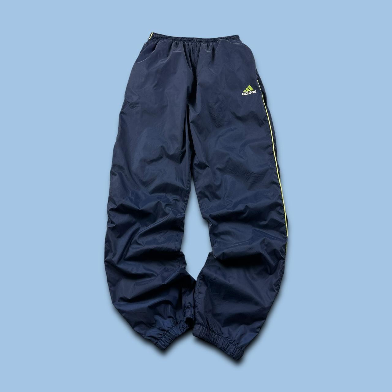 VINTAGE 90s ADIDAS STRAIGHT LEG TRACKSUIT BOTTOMS NAVY
