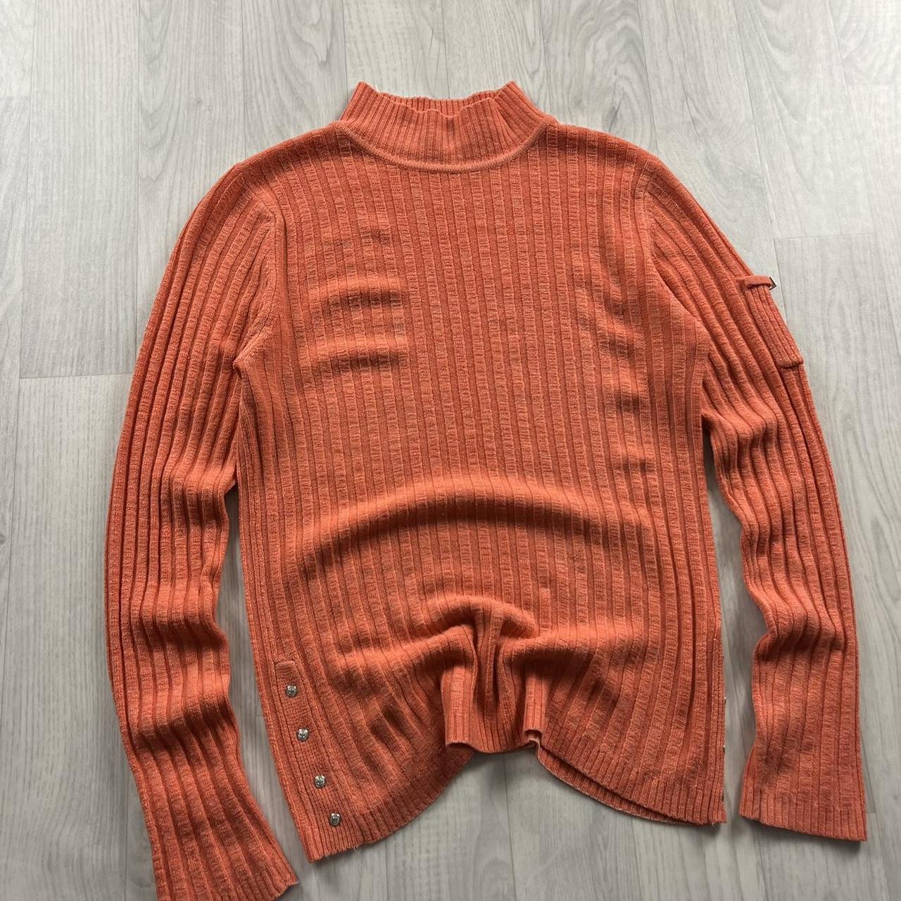 VINTAGE Y2K RIBBED KNITTED JUMPER ORANGE
