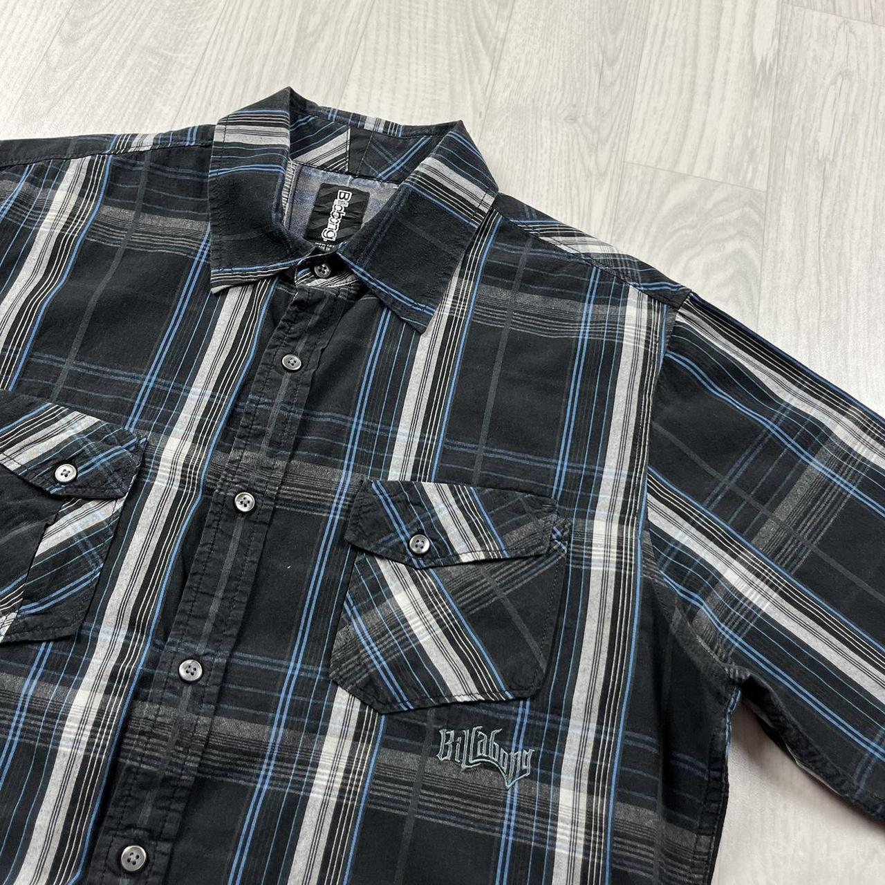 VINTAGE Y2K BILLABONG CHECKERED SHORT SLEEVE SHIRT BLACK