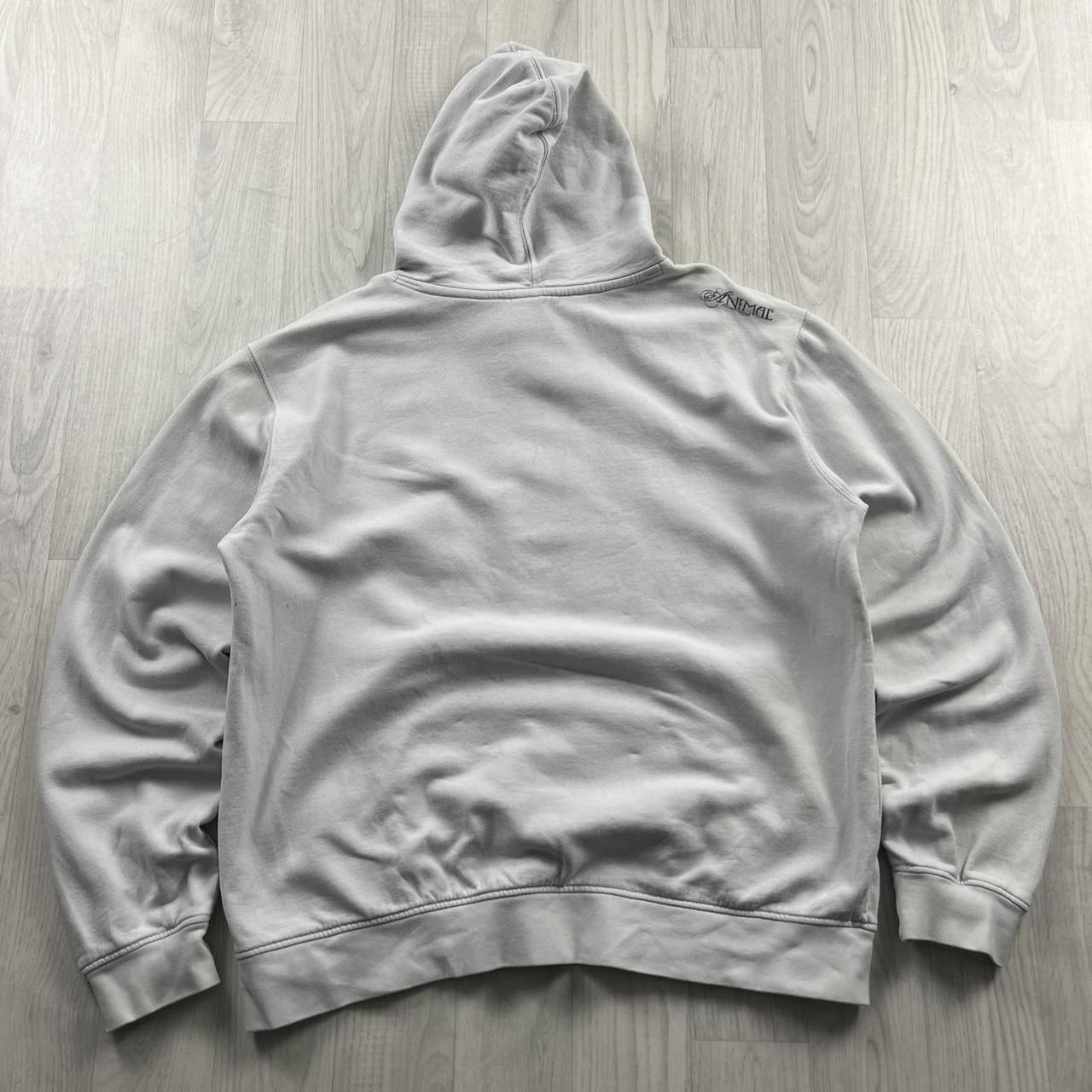 VINTAGE Y2K ANIMAL GRAPHIC HOODIE GREY WHITE
