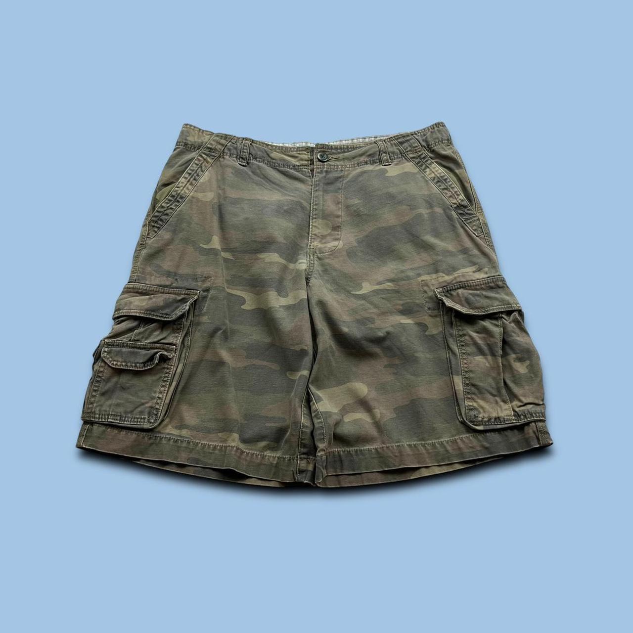 VINTAGE Y2K FADED GLORY BAGGY CAMO CARGO SHORTS KHAKI
