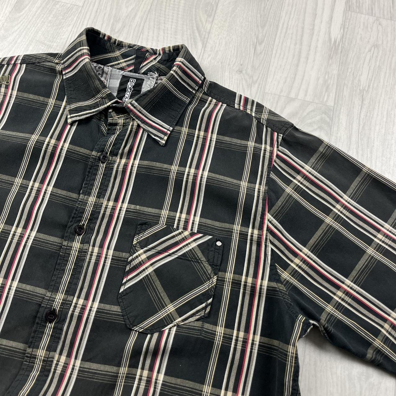 VINTAGE Y2K BILLABONG CHECKERED SHORT SLEEVE SHIRT BLACK