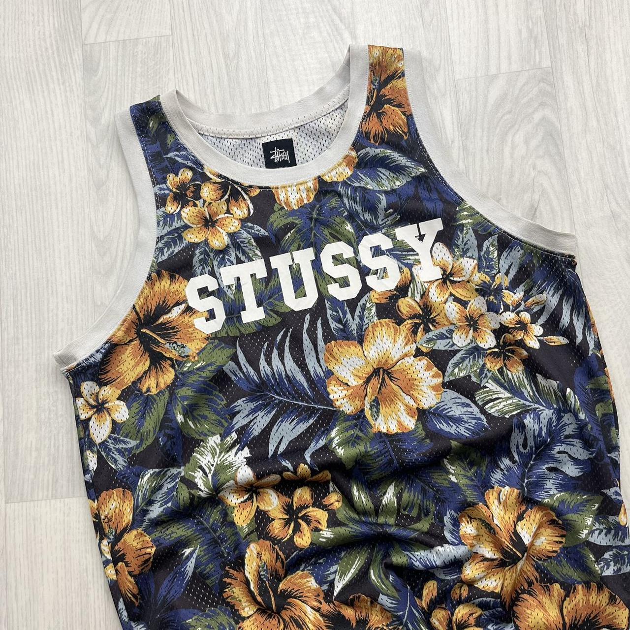 STUSSY FLORAL TANK TOP HAWAII BASKETBALL MESH JERSEY