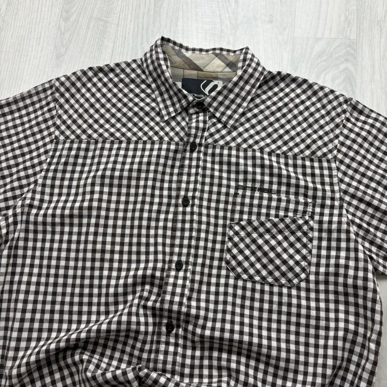 VINTAGE Y2K ANIMAL CHECKERED SHORT SLEEVE SHIRT BROWN