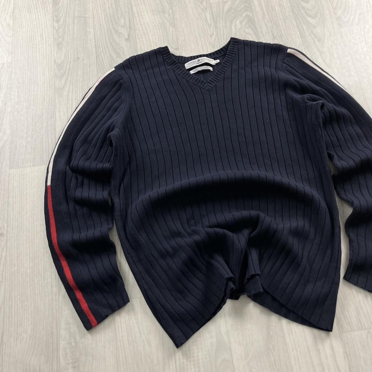 VINTAGE Y2K TOMMY HILFIGER CHUNKY RIBBED KNITTED JUMPER NAVY