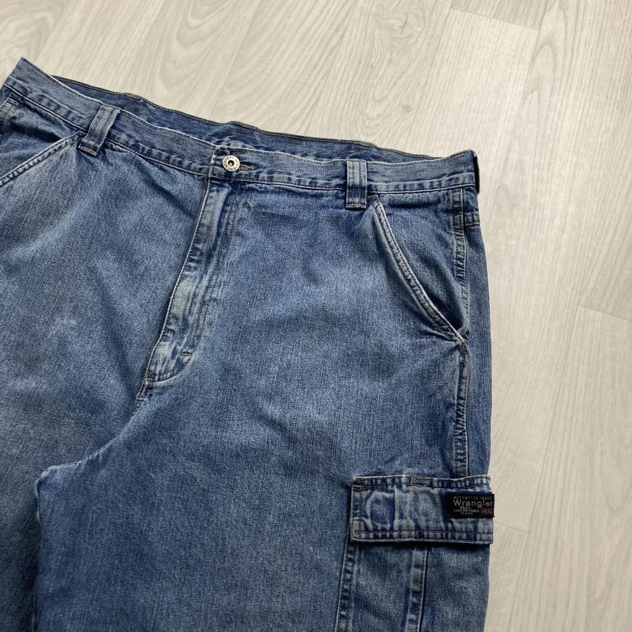 VINTAGE WRANGLER BAGGY CARPENTER JORTS BLUE (38w)