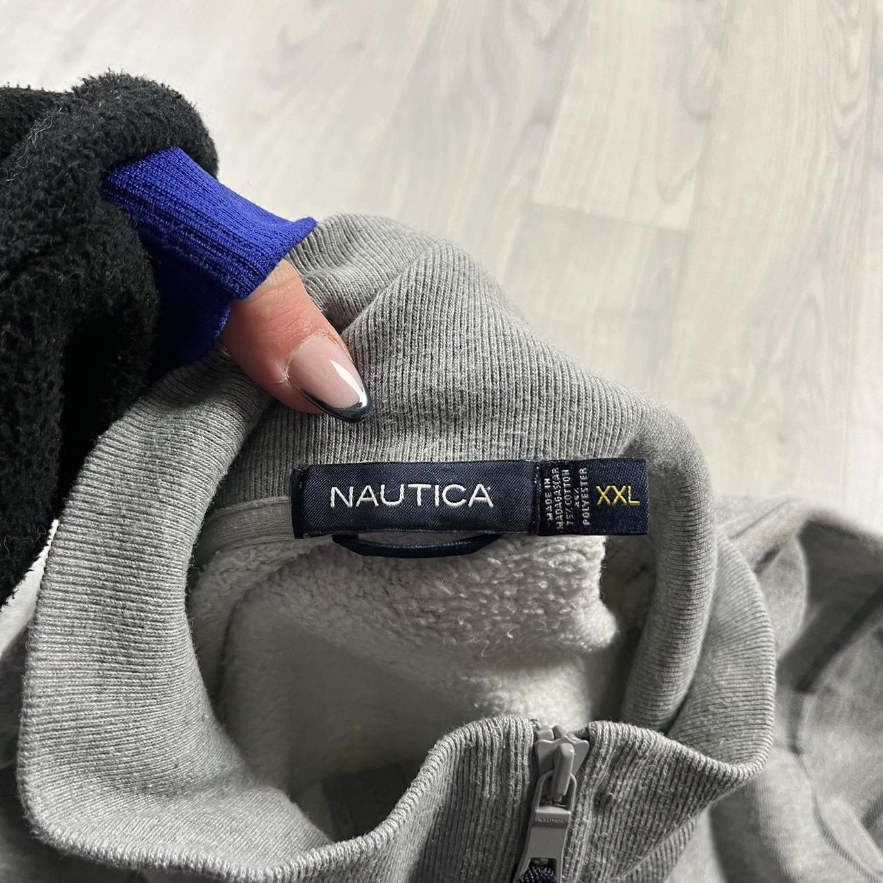 VINTAGE Y2K NAUTICA CHECKERED QUARTER ZIP SWEATSHIRT GREY