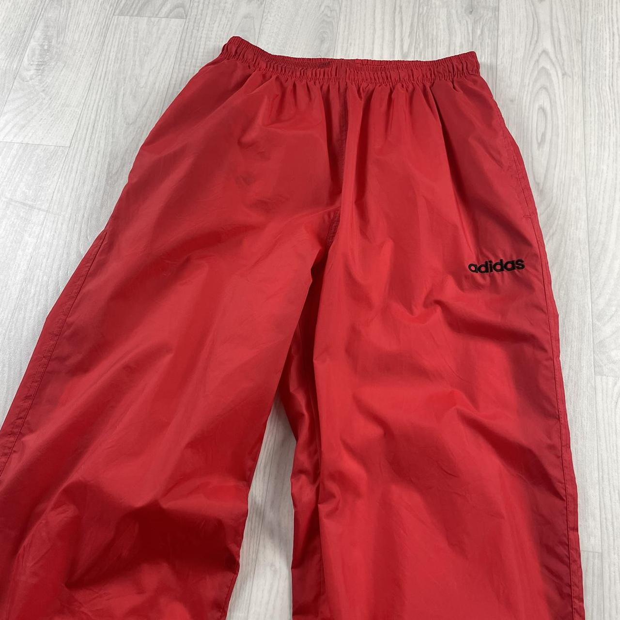 VINTAGE 90s ADIDAS BAGGY TRACKSUIT BOTTOMS RED (S)