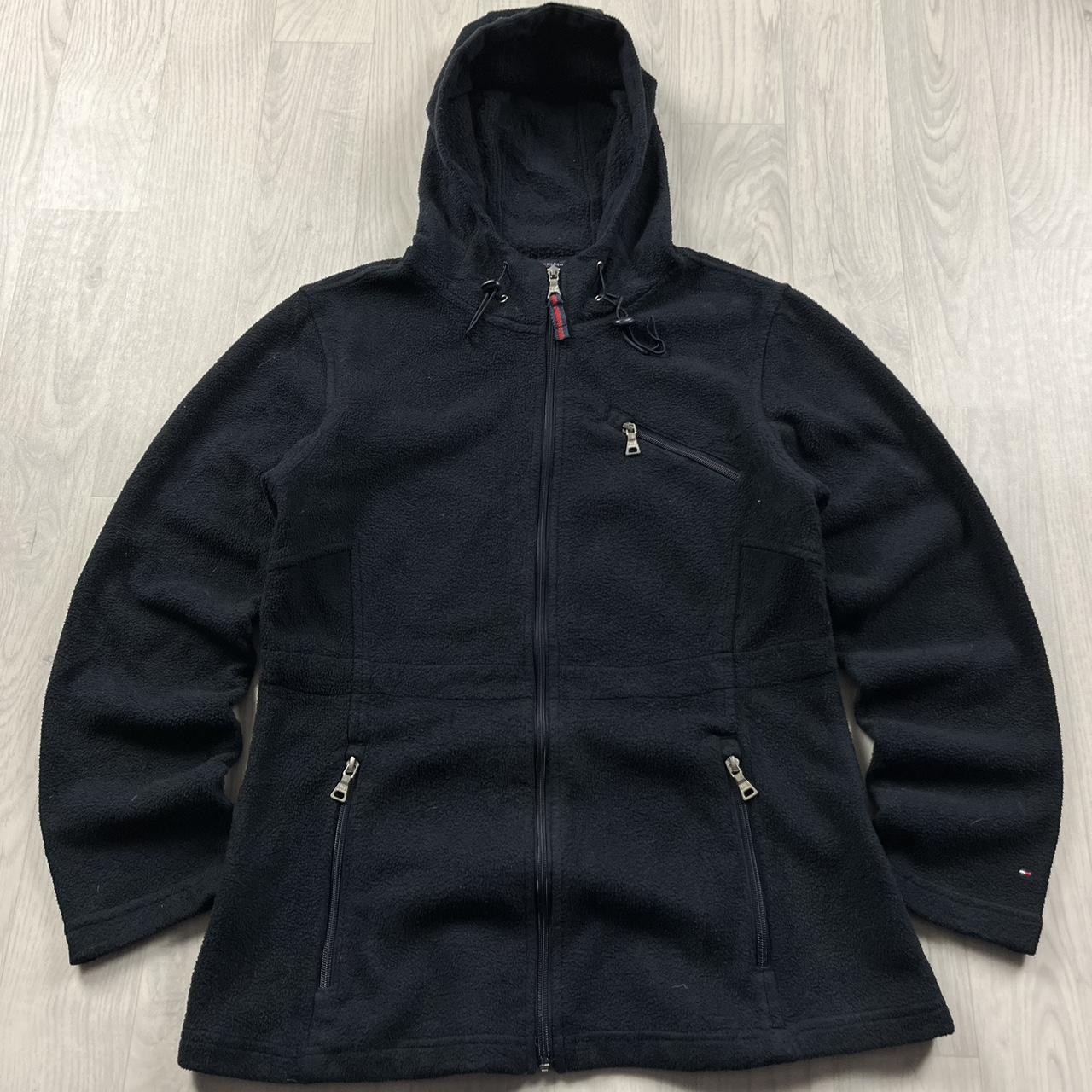 VINTAGE Y2K TOMMY HILFIGER ZIP FLEECE HOODIE BLACK