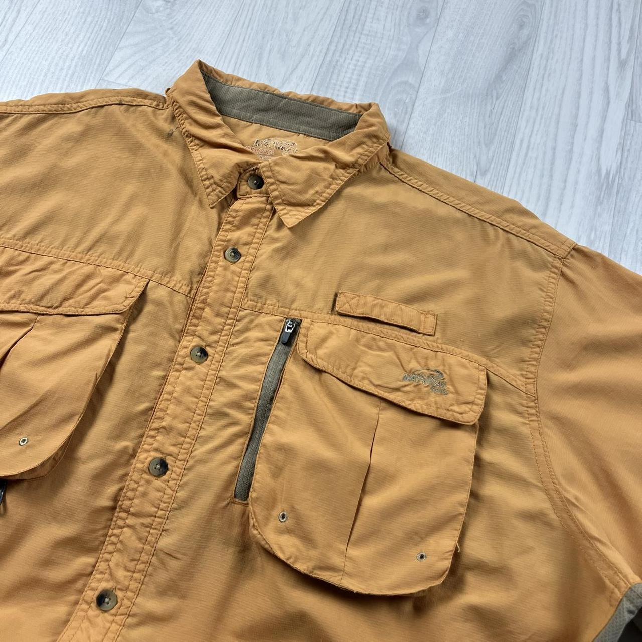 VINTAGE Y2K UTILITY CARGO SHORT SLEEVE SHIRT ORANGE TAN