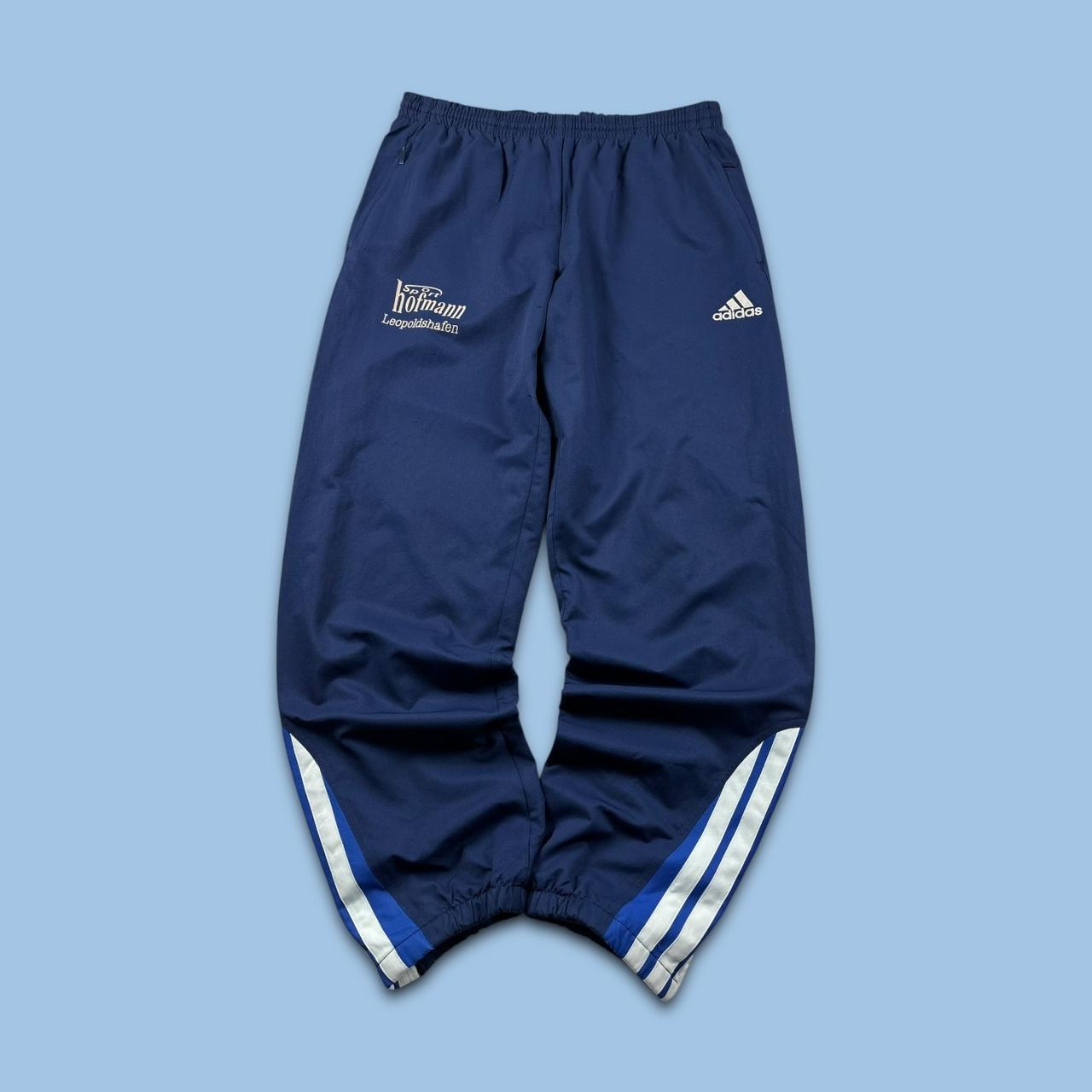 VINTAGE Y2K ADIDAS BAGGY TRACKSUIT BOTTOMS NAVY BLUE