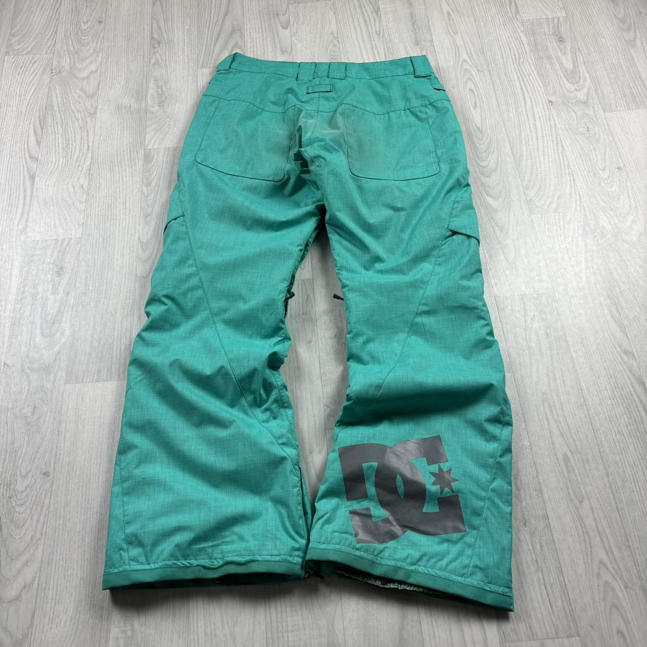 VINTAGE Y2K DC LOW RISE BAGGY SKI PANTS SALOPETTES TURQUOISE