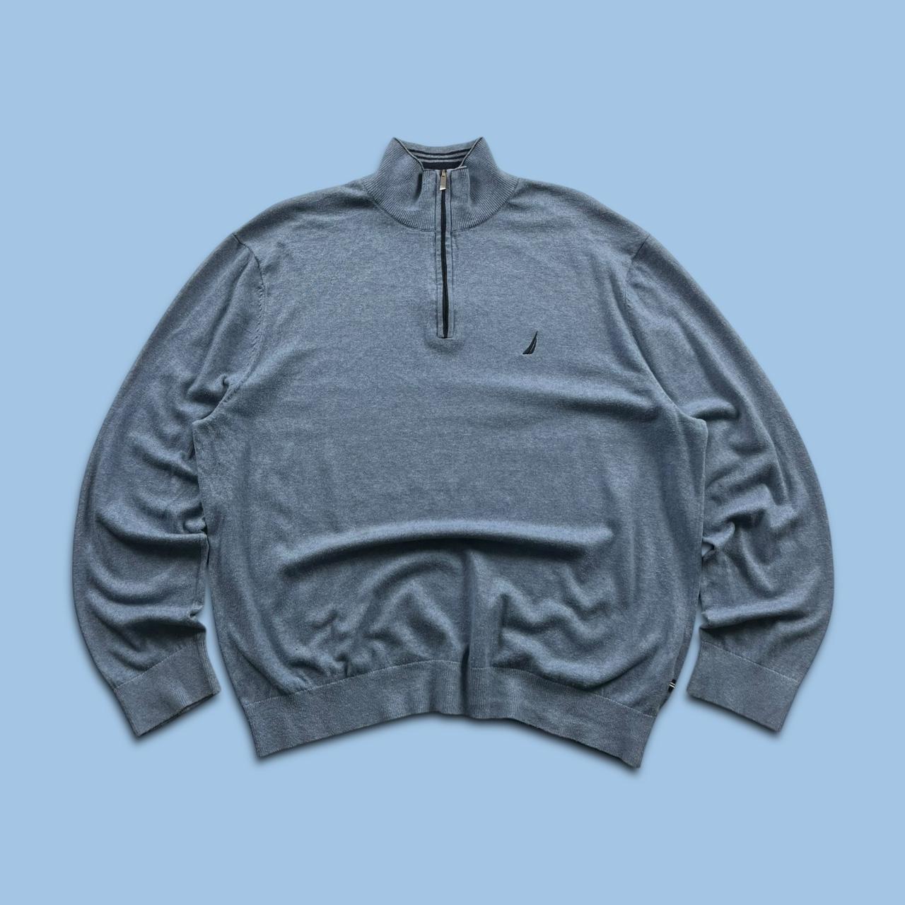 VINTAGE Y2K NAUTICA QUARTER ZIP KNITTED JUMPER BLUE