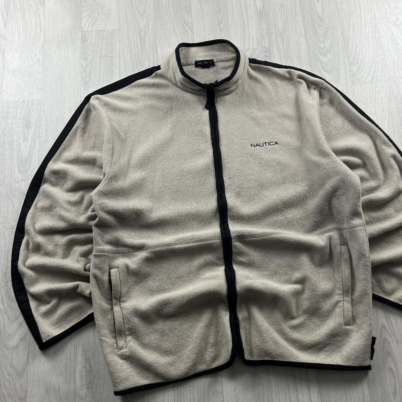 VINTAGE Y2K NAUTICA ZIP UP FLEECE CREAM BLACK