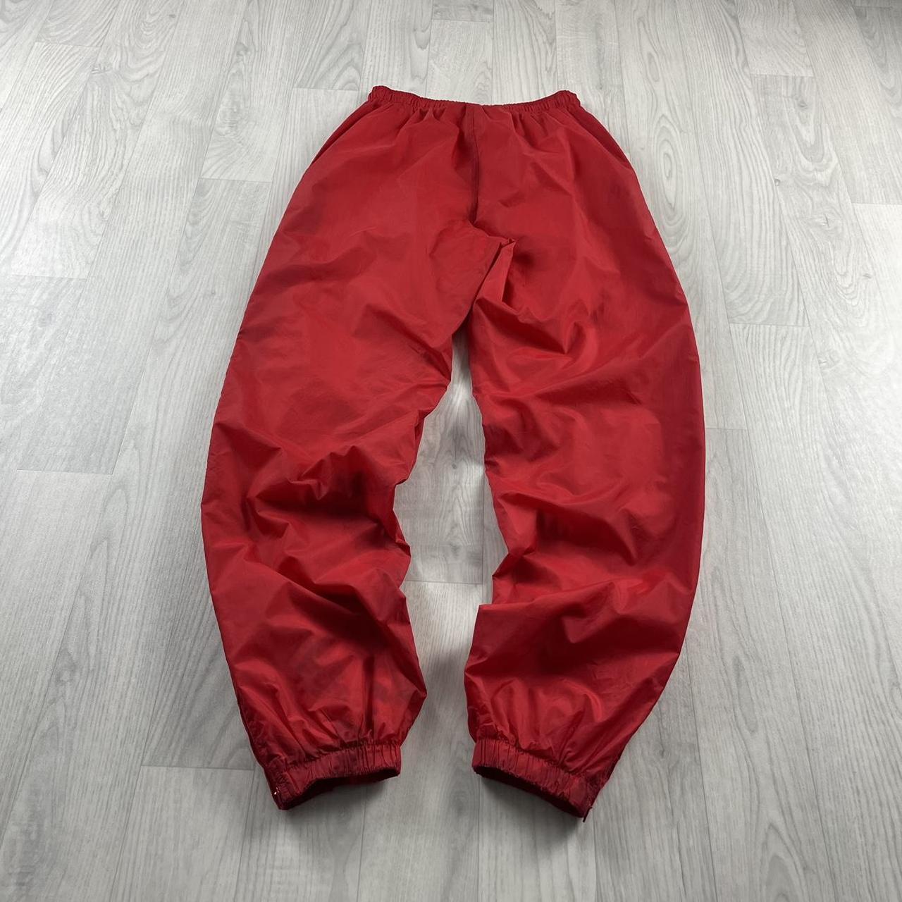 VINTAGE 90s ADIDAS BAGGY TRACKSUIT BOTTOMS RED (S)