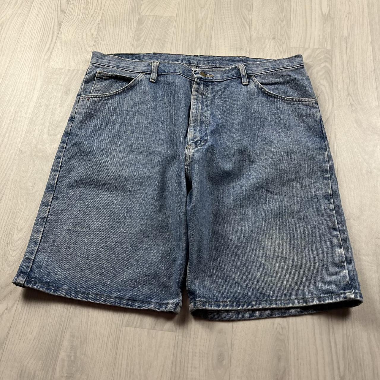 VINTAGE 00s WRANGLER BAGGY LOOSE CARPENTER JORTS BLUE