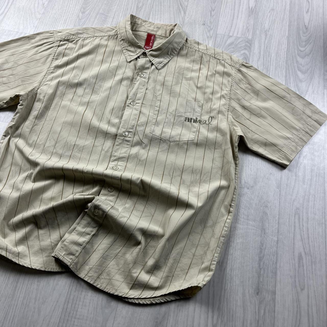 VINTAGE Y2K ANIMAL STRIPED SHORT SLEEVE SHIRT BEIGE