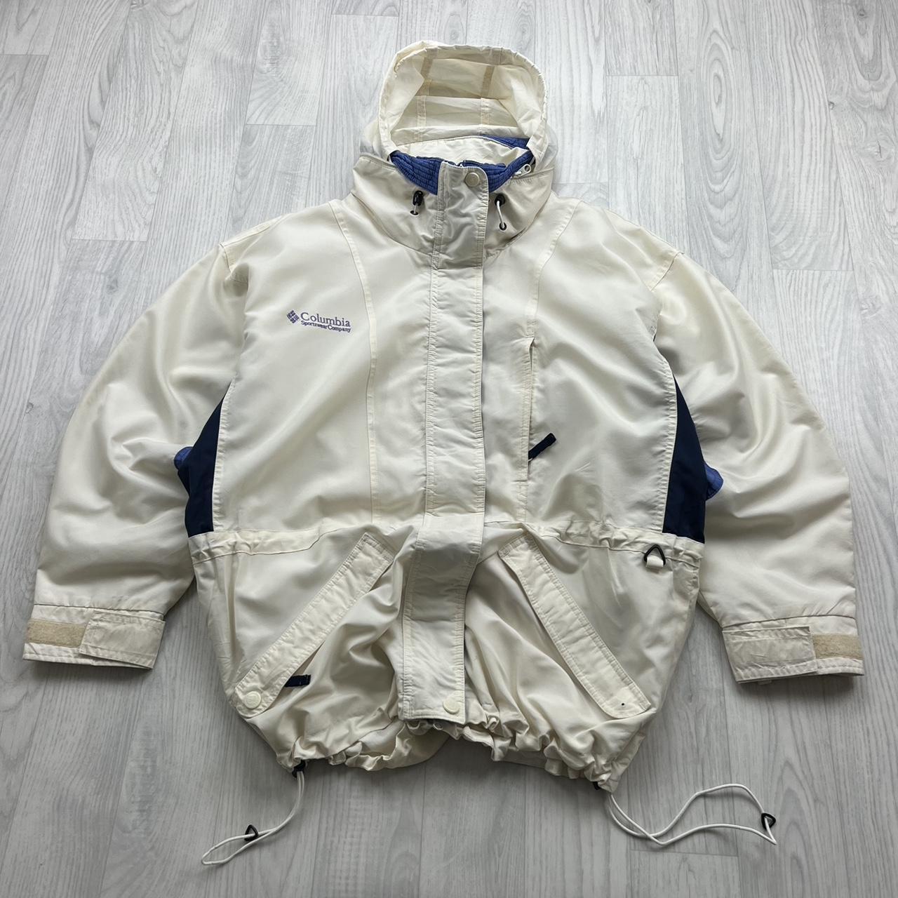 VINTAGE 00s COLUMBIA TECHNICAL UTILITY HEAVY SKI JACKET CREAM