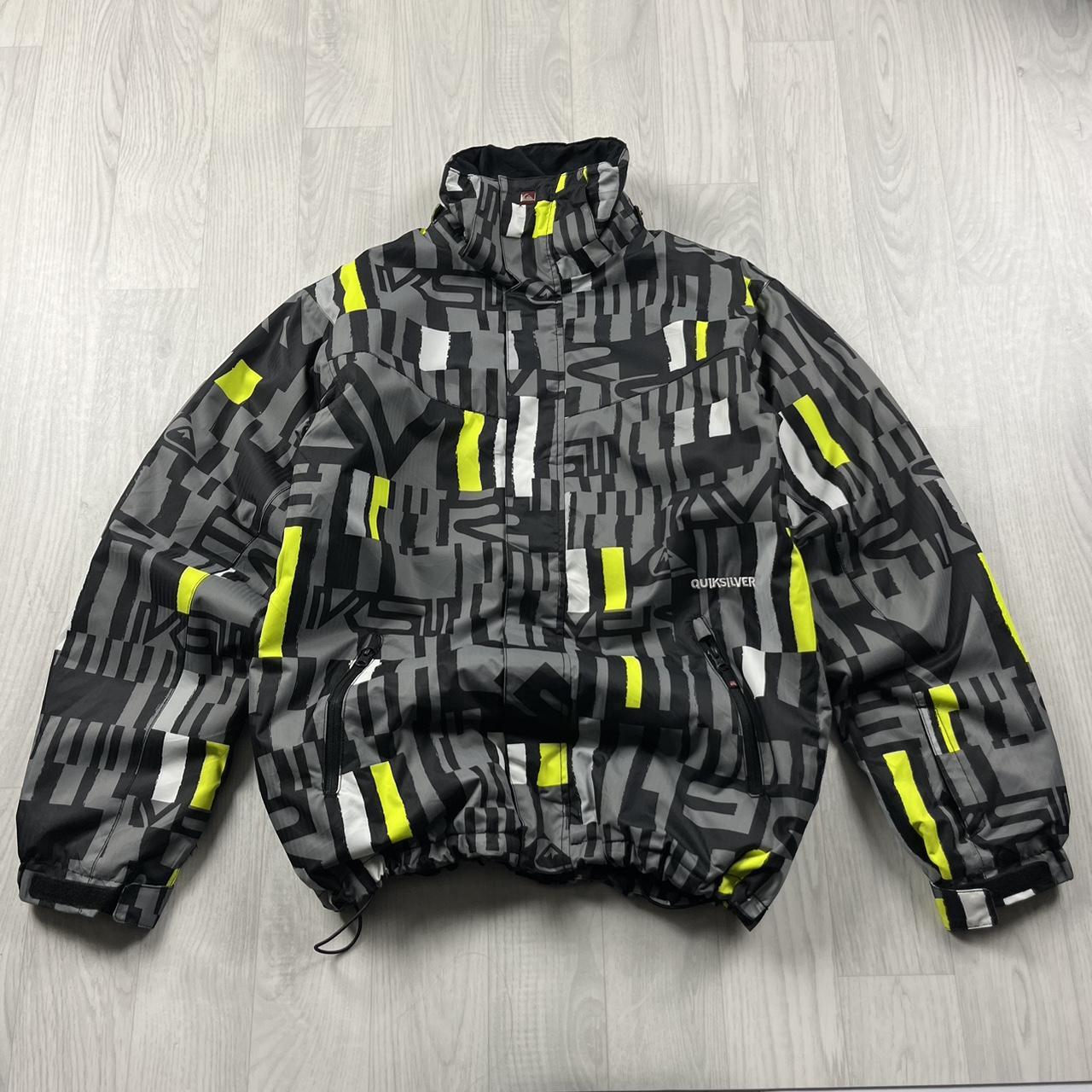 VINTAGE 00s QUIKSILVER GRAPHIC TECHNICAL HEAVY JACKET BLACK GREY