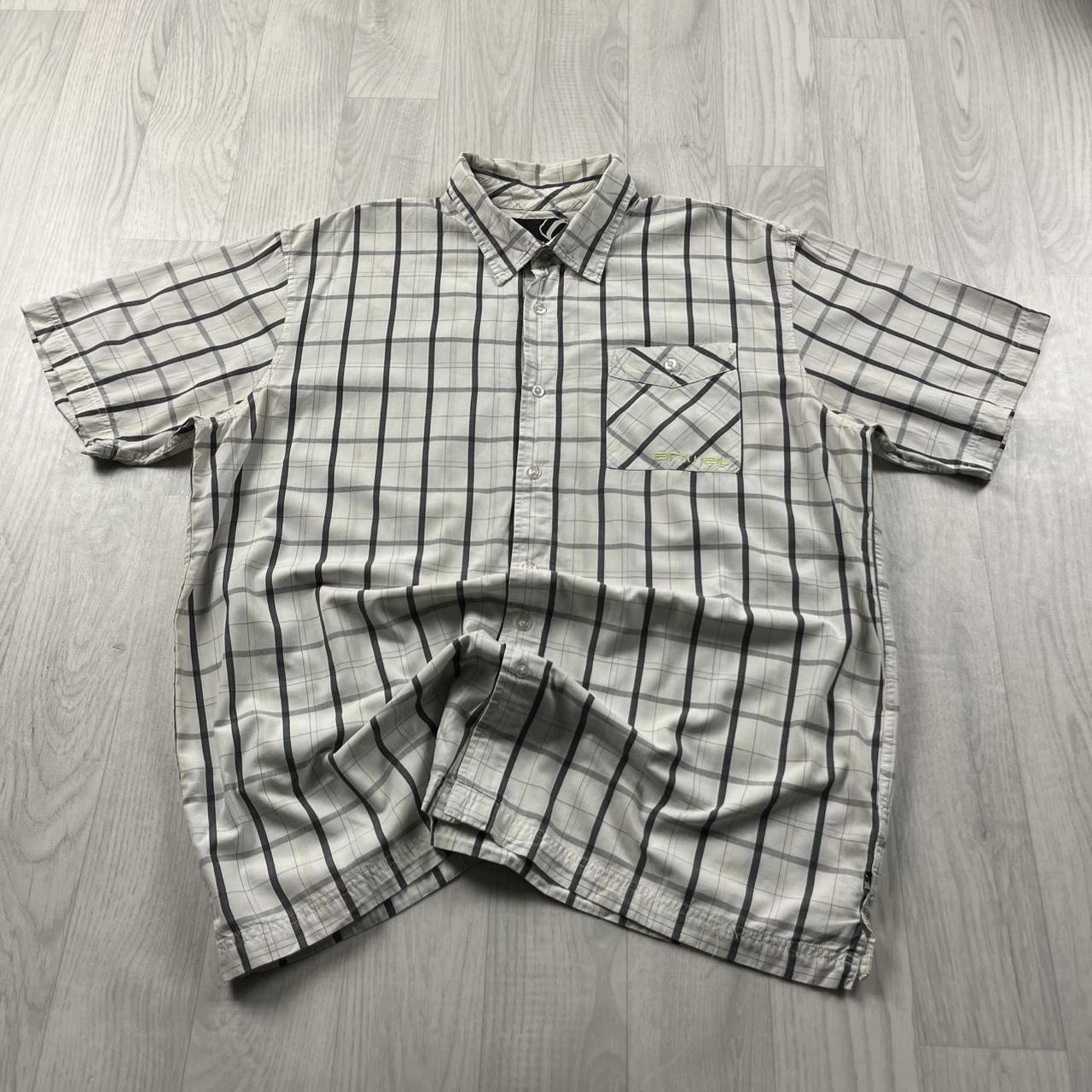 VINTAGE Y2K ANIMAL CHECKERED SHORT SLEEVE SHIRT WHITE