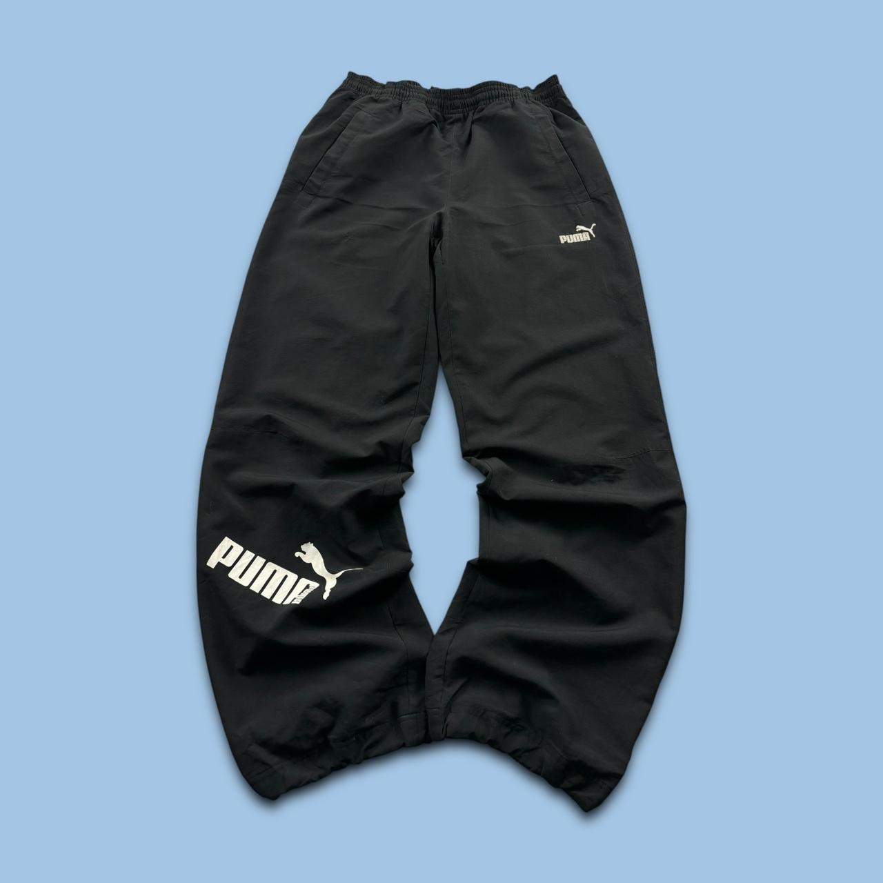 VINTAGE Y2K PUMA BAGGY TECHNICAL TRACKSUIT BOTTOMS BLACK