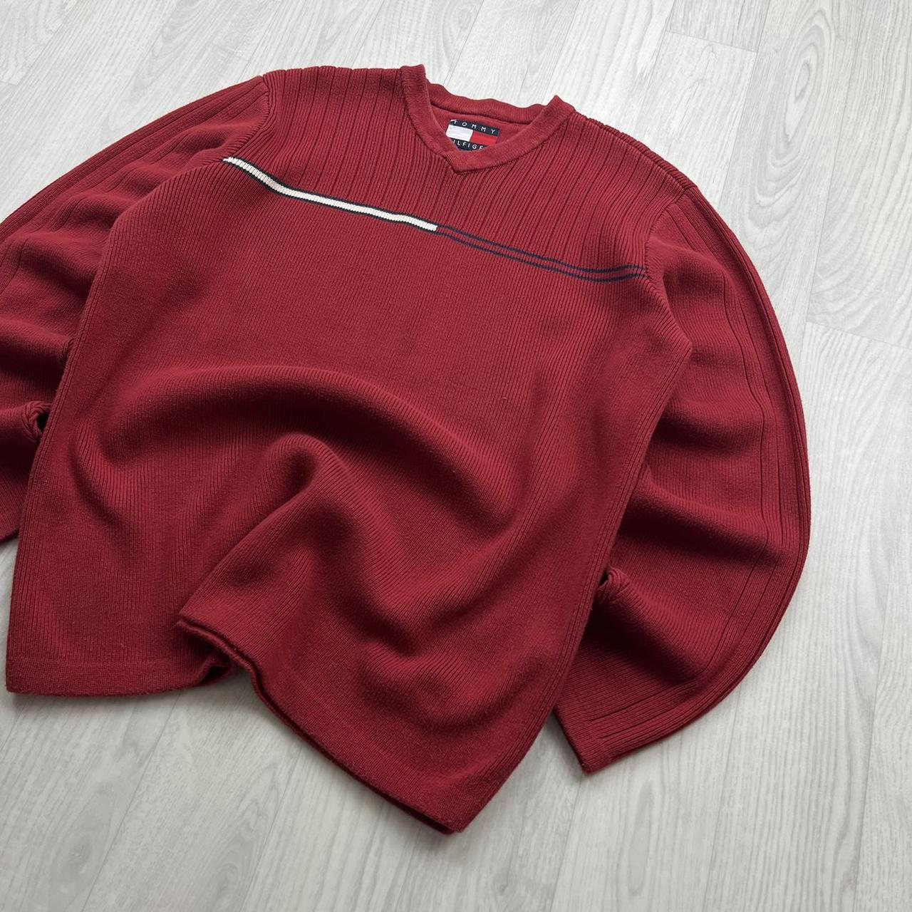 VINTAGE Y2K TOMMY HILFIGER RIBBED KNITTED JUMPER RED