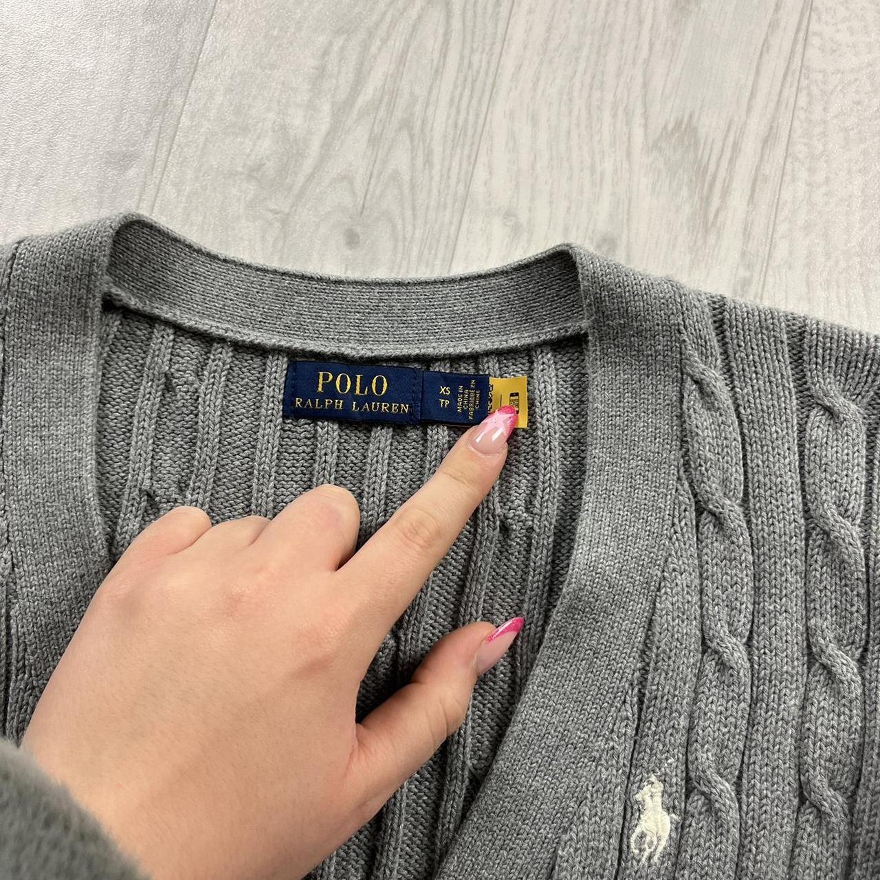 VINTAGE Y2K POLO RALPH LAUREN CHUNKY CABLE KNITTED CARDIGAN GREY