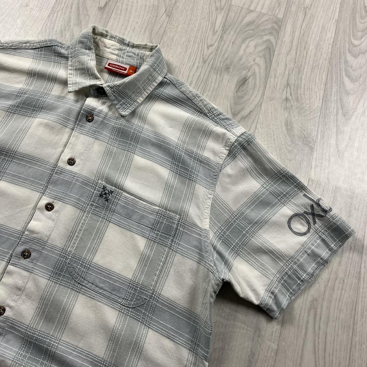 VINTAGE Y2K OXBOW CHECKERED SHORT SLEEVE SHIRT WHITE BLUE