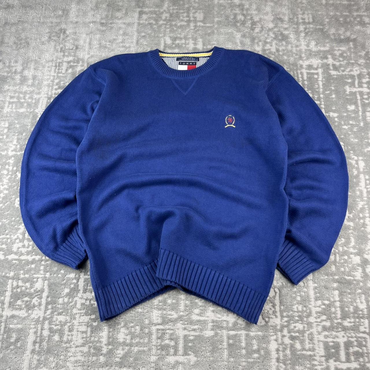 VINTAGE Y2K TOMMY HILFIGER CHUNKY ESSENTIAL KNITTED JUMPER BLUE