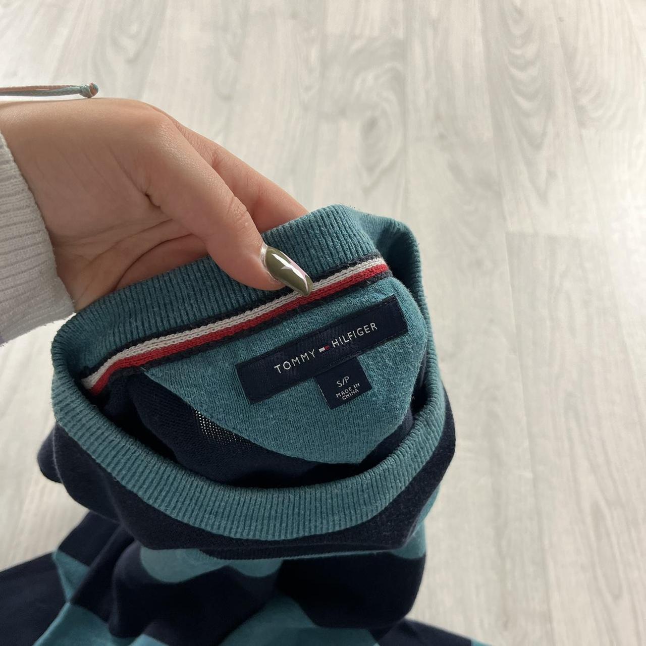 VINTAGE Y2K TOMMY HILFIGER STRIPED KNITTED JUMPER NAVY BLUE