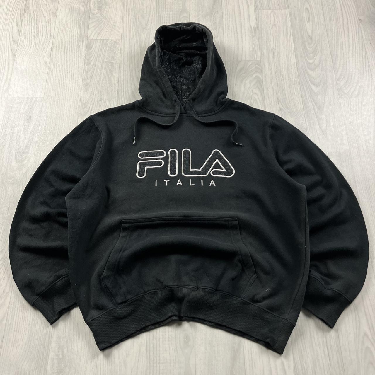 VINTAGE Y2K FILA GRAPHIC BOXY HOODIE BLACK