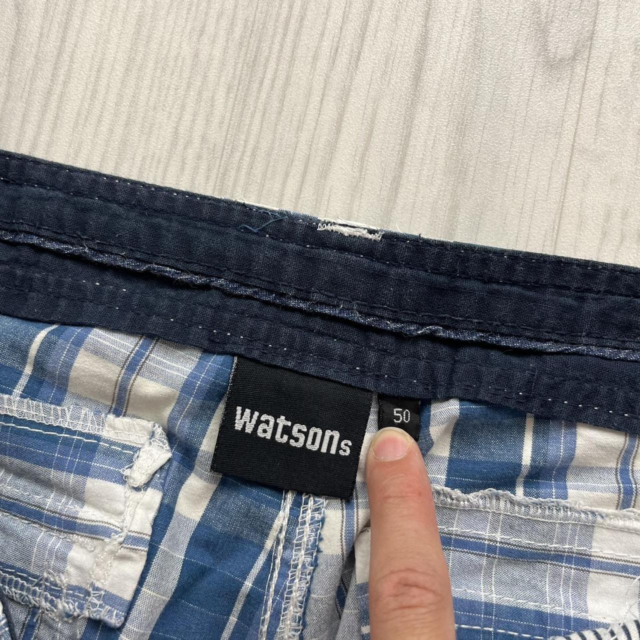 VINTAGE Y2K BAGGY CHECKERED PLAID SHORTS BLUE / WHITE