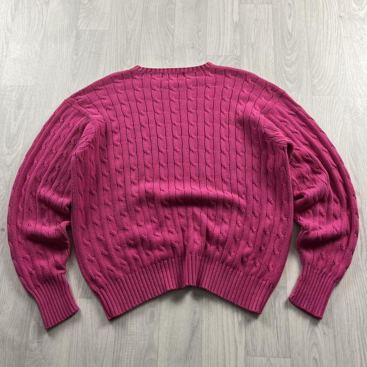 VINTAGE Y2K POLO RALPH LAUREN CHUNKY CABLE KNITTED JUMPER PINK