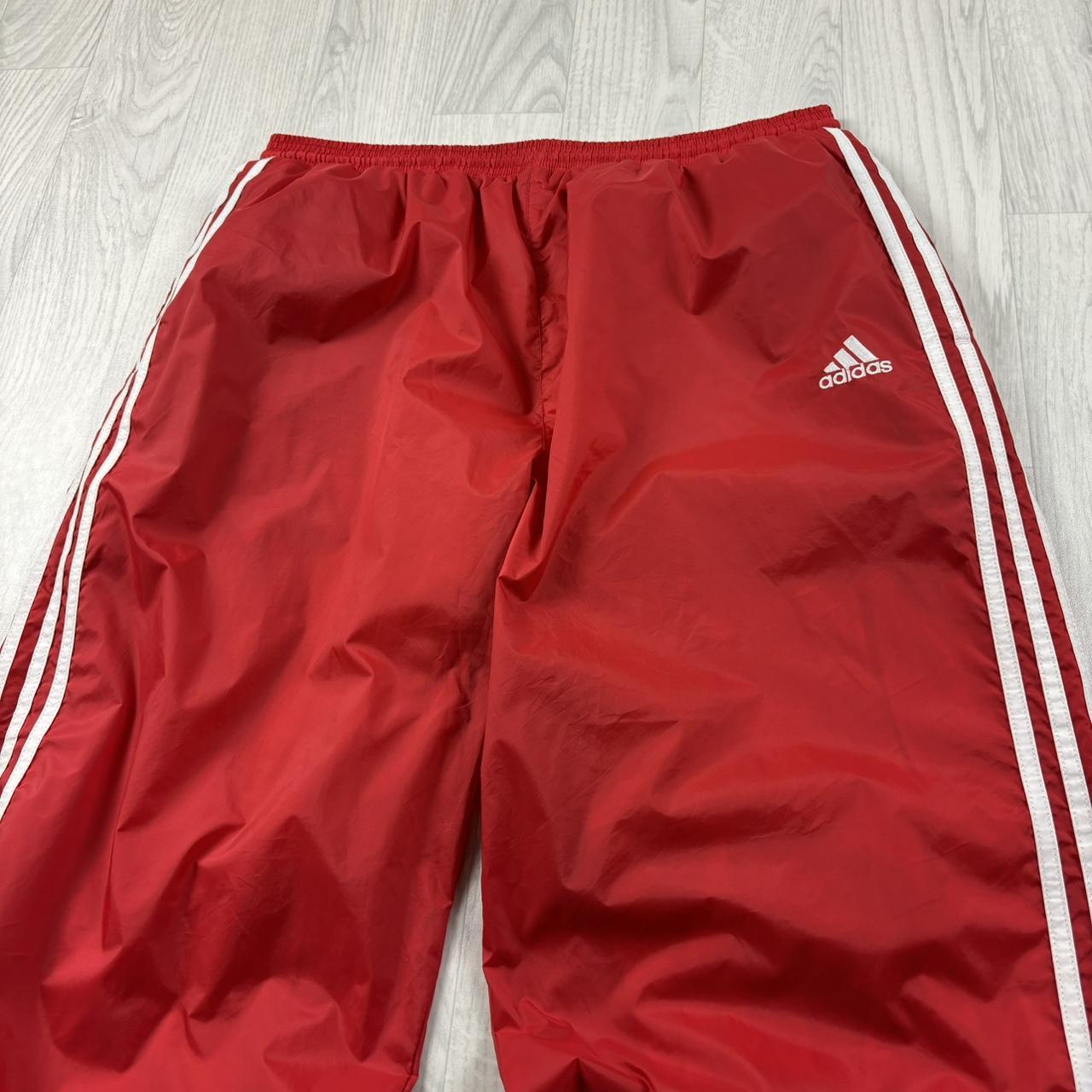 VINTAGE 90s ADIDAS TEAM BAGGY TRACKSUIT BOTTOMS RED
